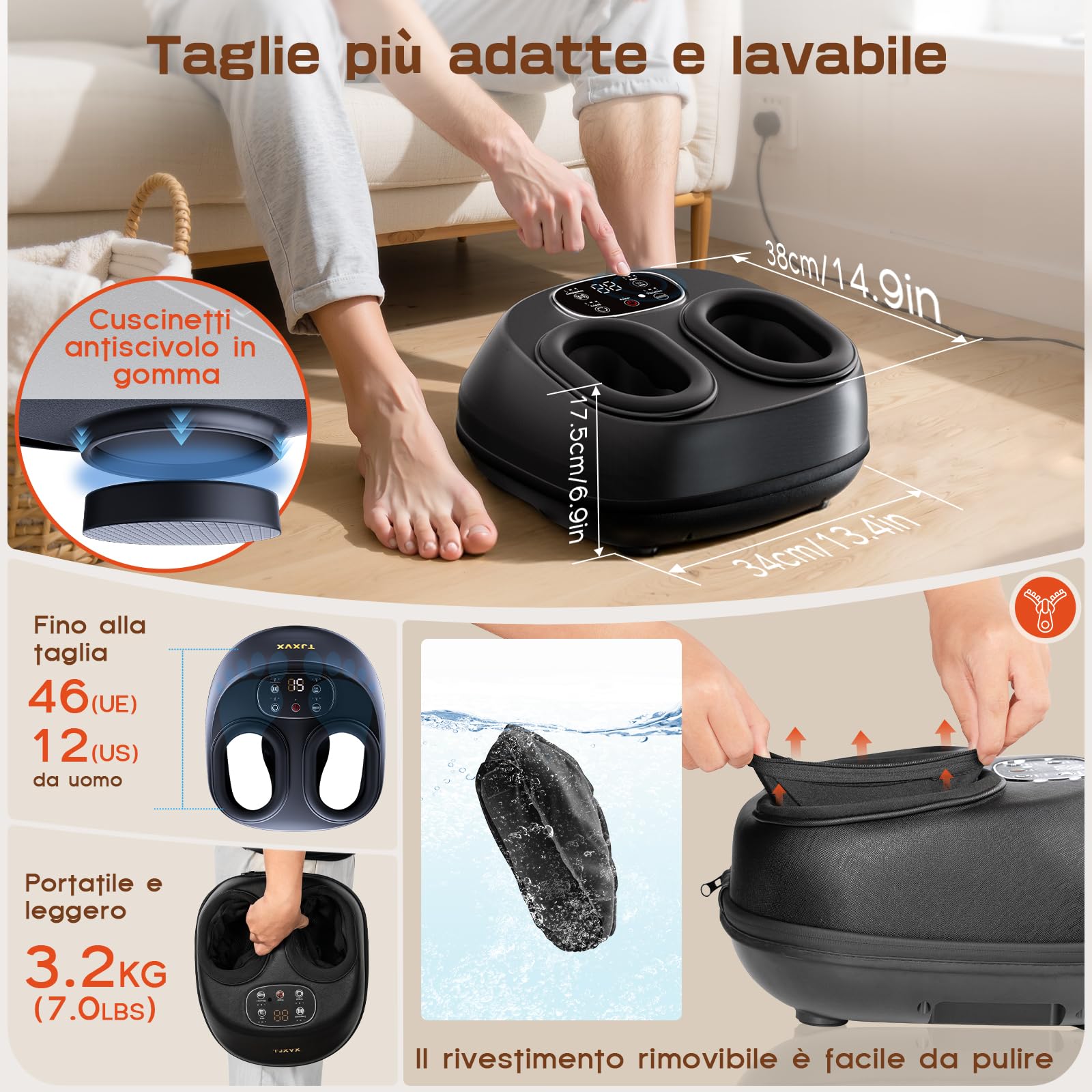 Massaggiatore Plantare Shiatsu Riscaldato, Fino a EU 46 | Compressione d'Aria, Telecomando, Modalità Multiple, Per Ufficio e Relax a Casa
