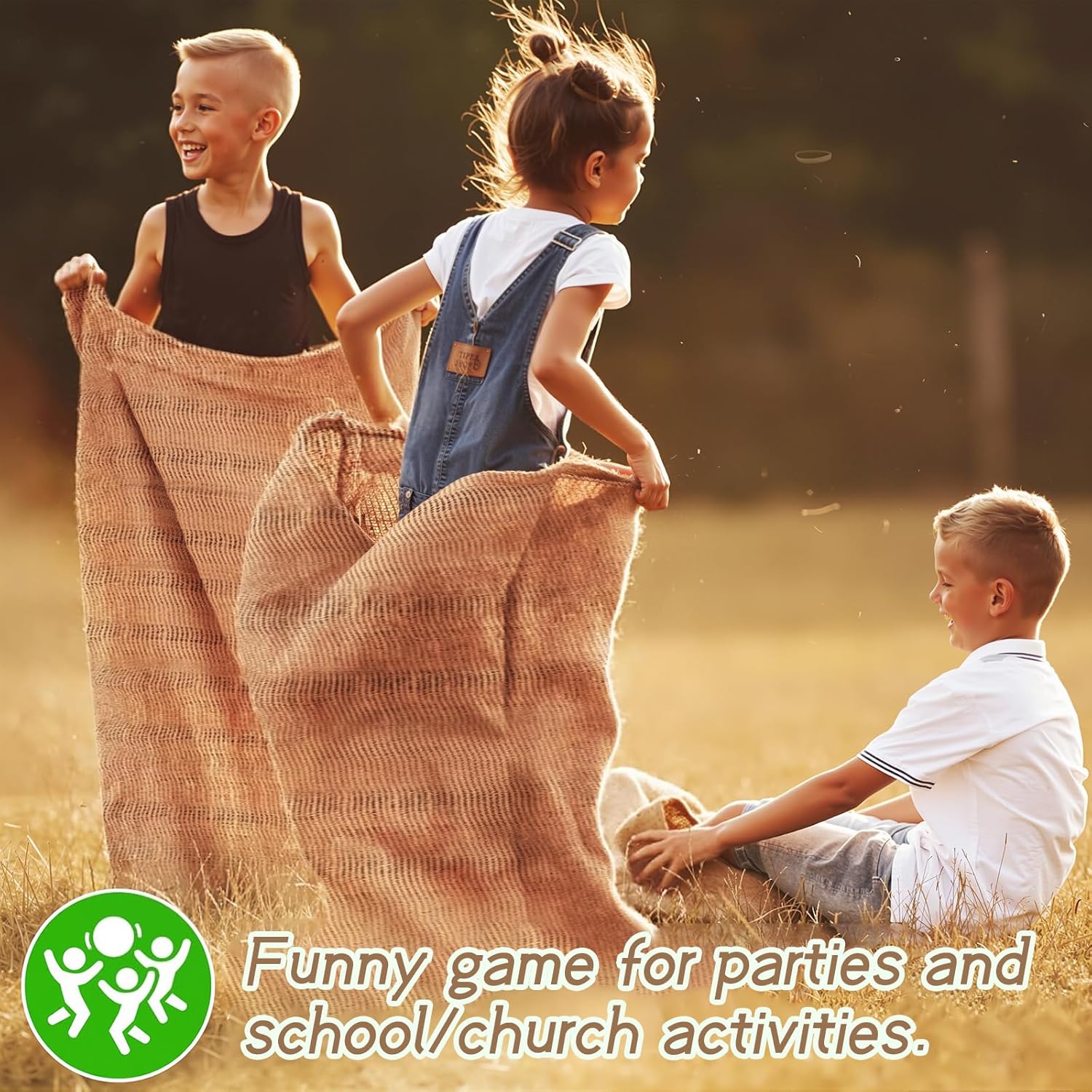 Kmise Premium Tightly Woven Burlap Potato Sack Race Bags (Pack of 6)，48"x25" Natural Jute Burlap Sacks for Kids & Adults, Reusable Eco-Friendly Grow Bag for Field Day Games & Harvest Storage