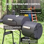 Outsunny 49" Charbon BBQ Grille avec fumeur hors-jeu Portable Backyard Cuisine Fumer Outdoor Camp Pique-nique Barbecue Cuisinière avec roues Thermomètre et étagères de rangement