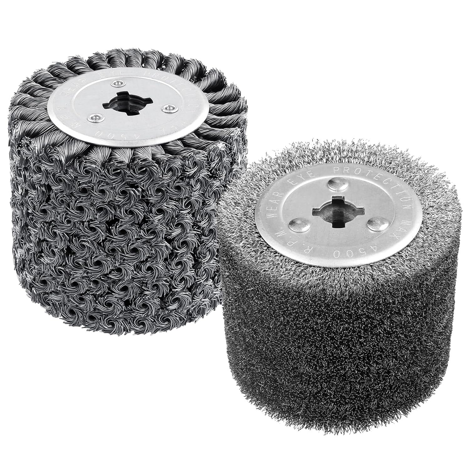 4.7"x 4" Wire Brush Drum Surface Conditioning Tool, 2 Pcs Wire Wheel Multi Surface Texturing for Metal Removing Rust Wood Grain Restoration-3/4 Quad Keyway
