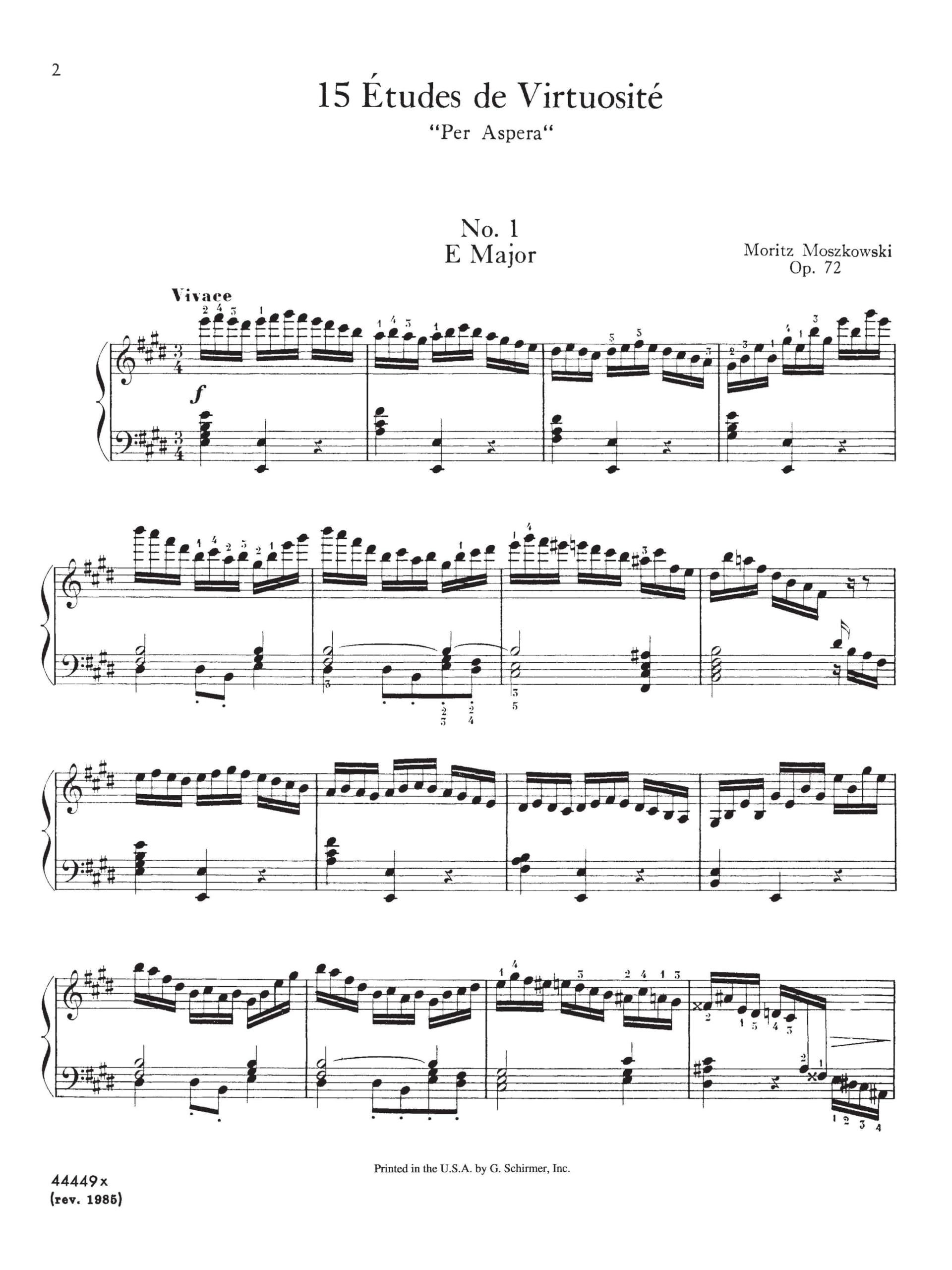 Moritz moszkowski: fifteen etudes virtuositie op.72 piano: Schirmer Library of Classics Volume 1798 Piano Solo