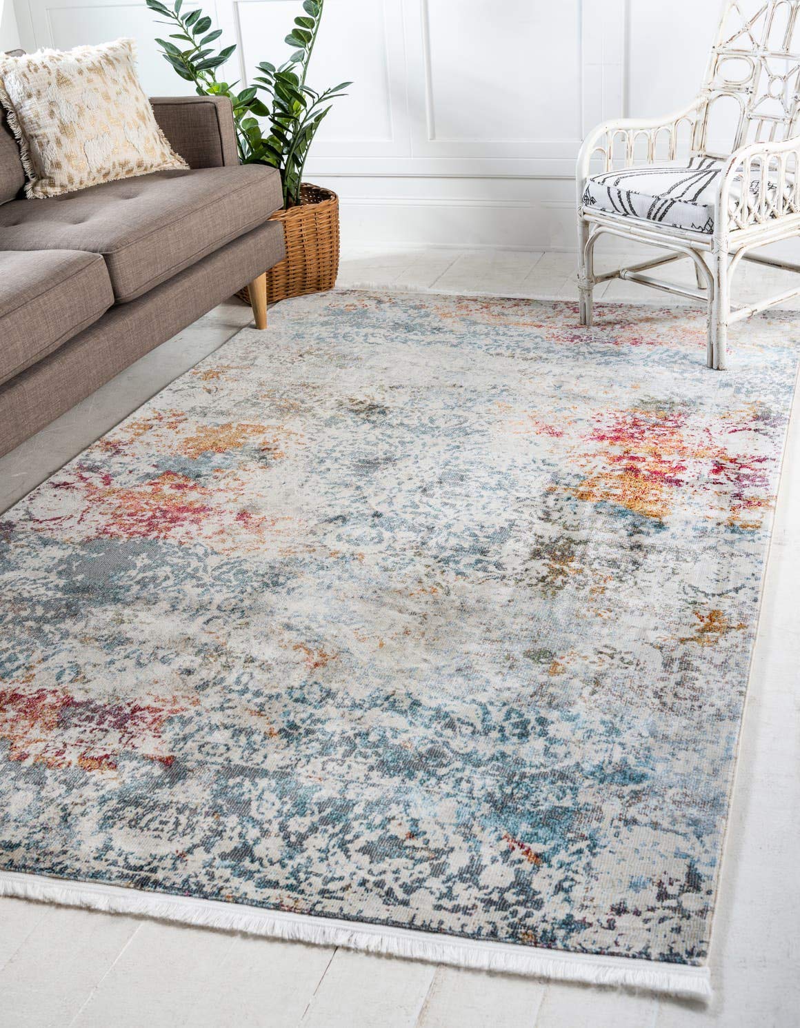Unique Loom Baracoa Collection Area Rug - Panamericana (10' x 13' 1" Rectangle, Cream/ Blue)