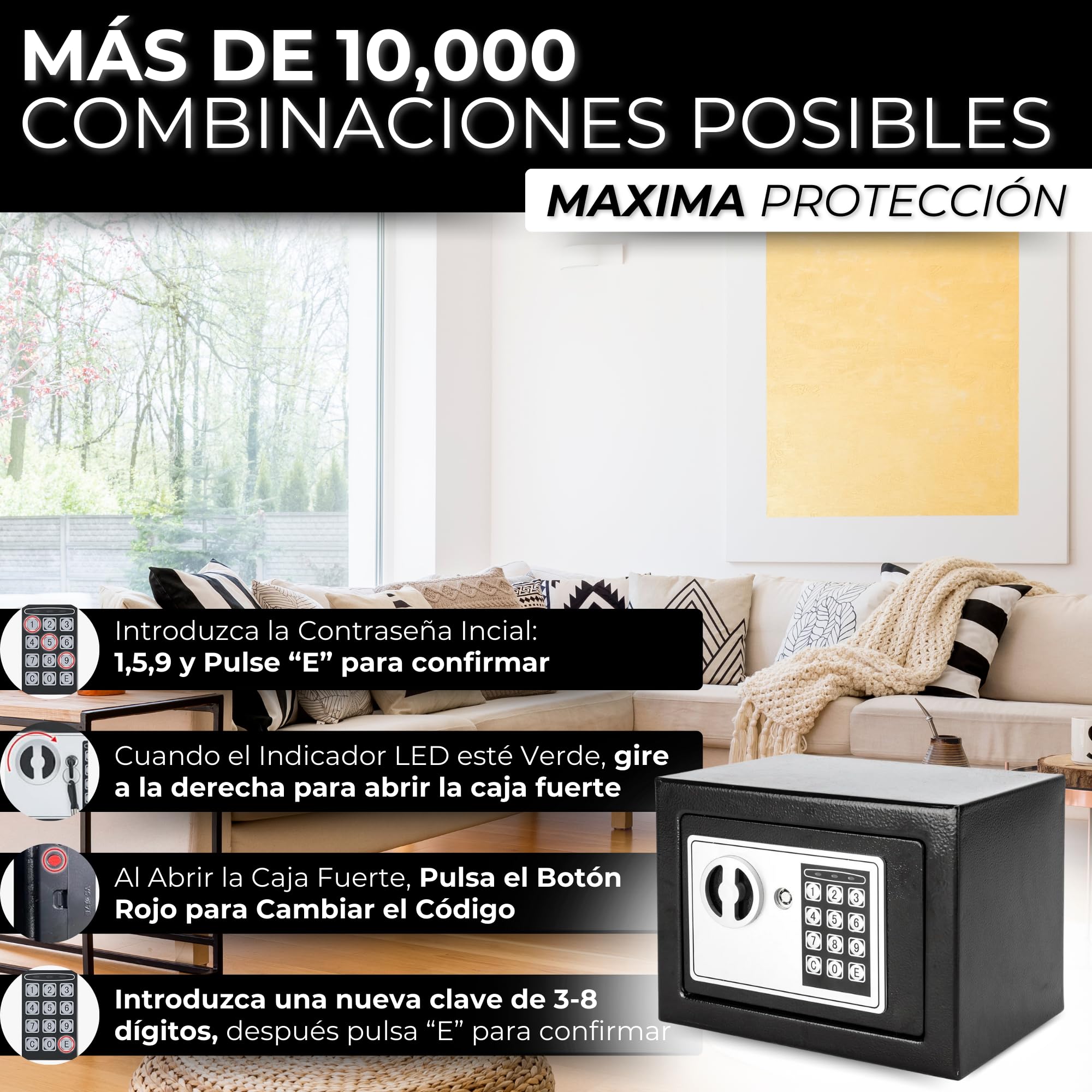 Caja Fuerte Pequeña Camuflada Electrónica Con 2 Llaves - Empotrable Digital Con Código Estilo Cofre - Mini Safe
