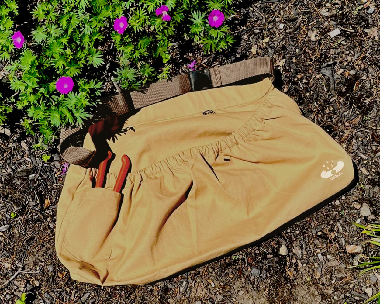 UpBloom Harvest & Weeding - Grembiule con tasche, per raccogliere bacche, da giardino, per raccogliere verdure, frutta, marrone, taglia unica