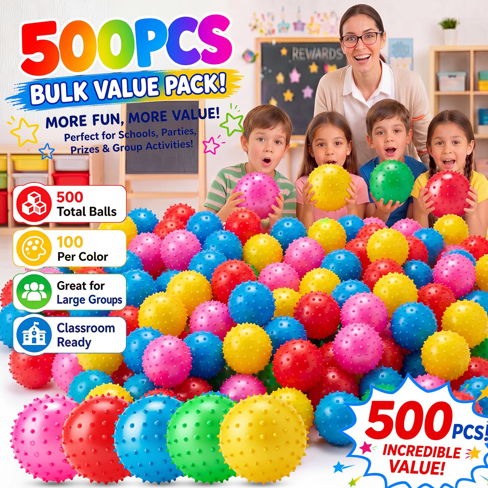 Jerify Knobby Balls 12 cm rimbalzante Spiky palla sensoriale Bulk morbido gonfiabile massaggio stress giocattolo di plastica per la scuola partito giochi all'aperto e interno