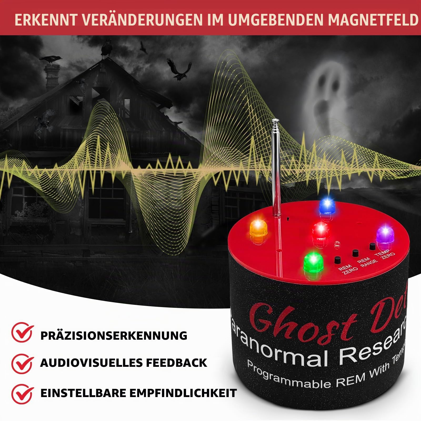 Paranormal Investigation Equipment EMF+ATDD for Ghosting Hunting with High Sensitivity Temperature Detection, EMF Meter, EMF Detector Tool for Professional Paranormal Investigators, Gift for Halloween