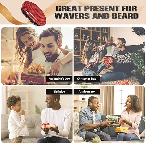 Miniatura 4 de El cepillo de ondas de rayas rojas y el paquete de cepillos de barba azul