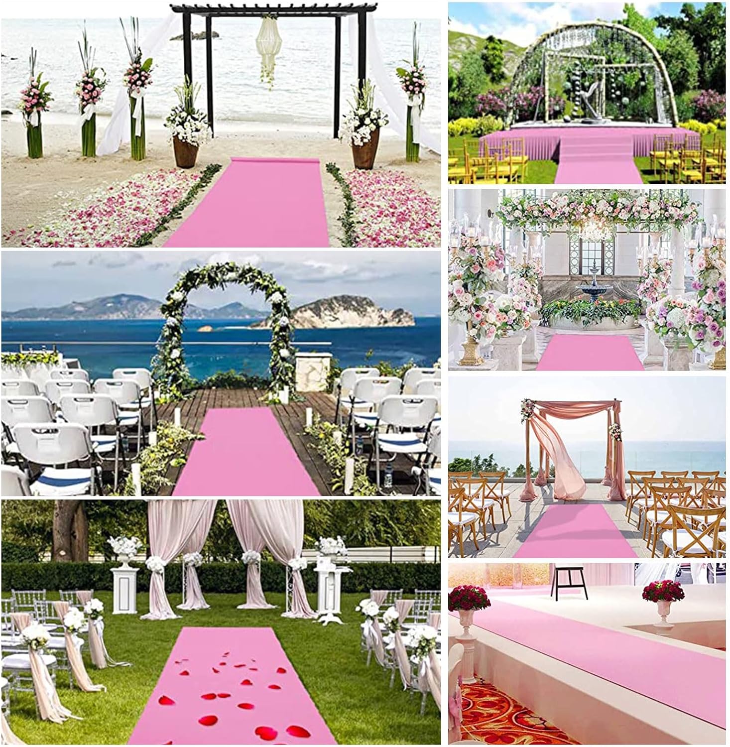 Pink Event Carpet Runners, 2mm Thick Polyester Wedding Aisle Runner Rug, Outdoor Non-Slip Runner Mat for Wedding Ceremony Church Party Walkway Decoration (Size : 1x50m)