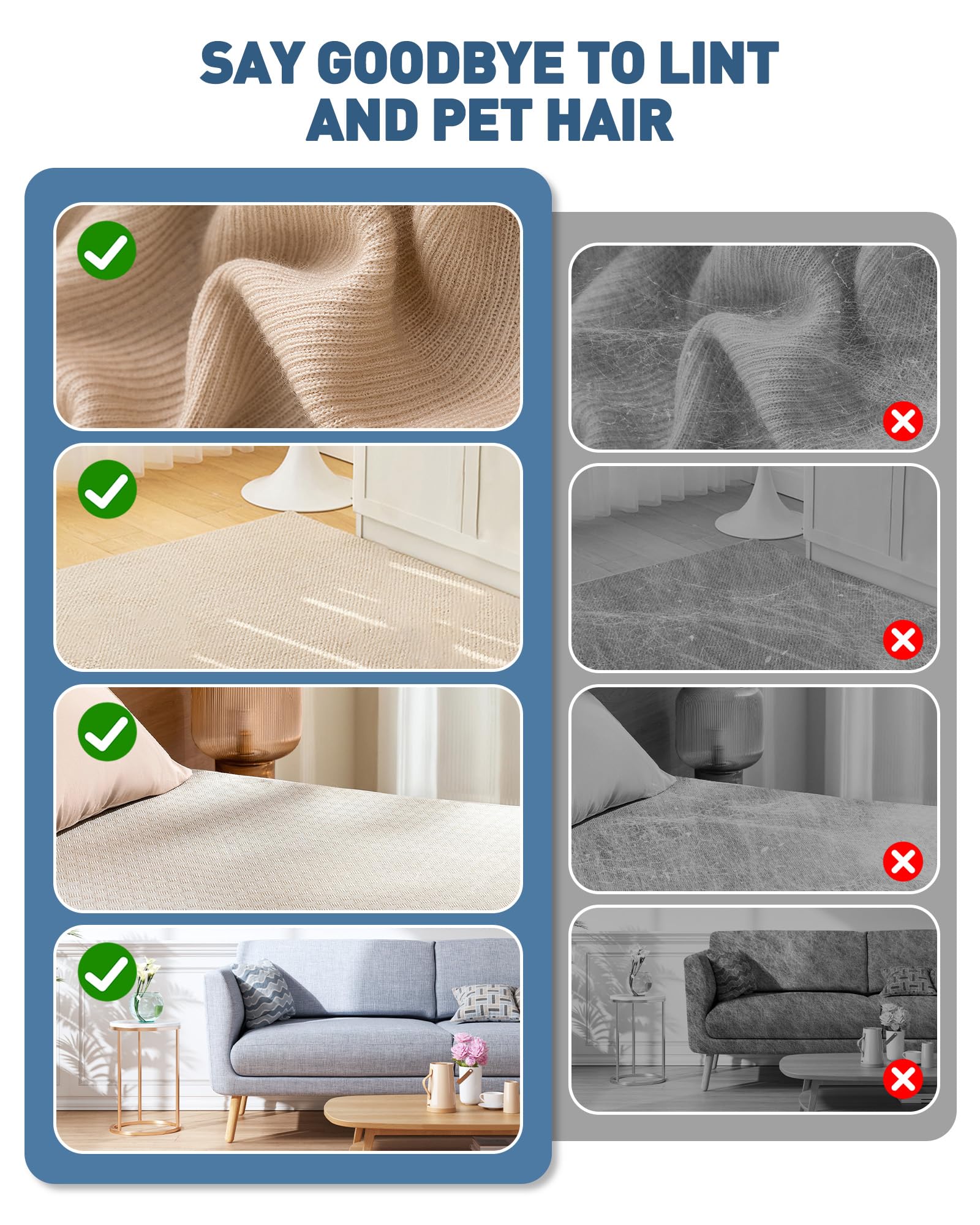 2 Pack Pet Hair Removal Glove - Electrostatic Magic Brush Gloves Pet Hair for Dogs and Cats, The Magic Brush Pure Path Yomi Pet Grooming Needs, Fur Remover for Furniture, Clothes, Car Seats (Blue) - image 6