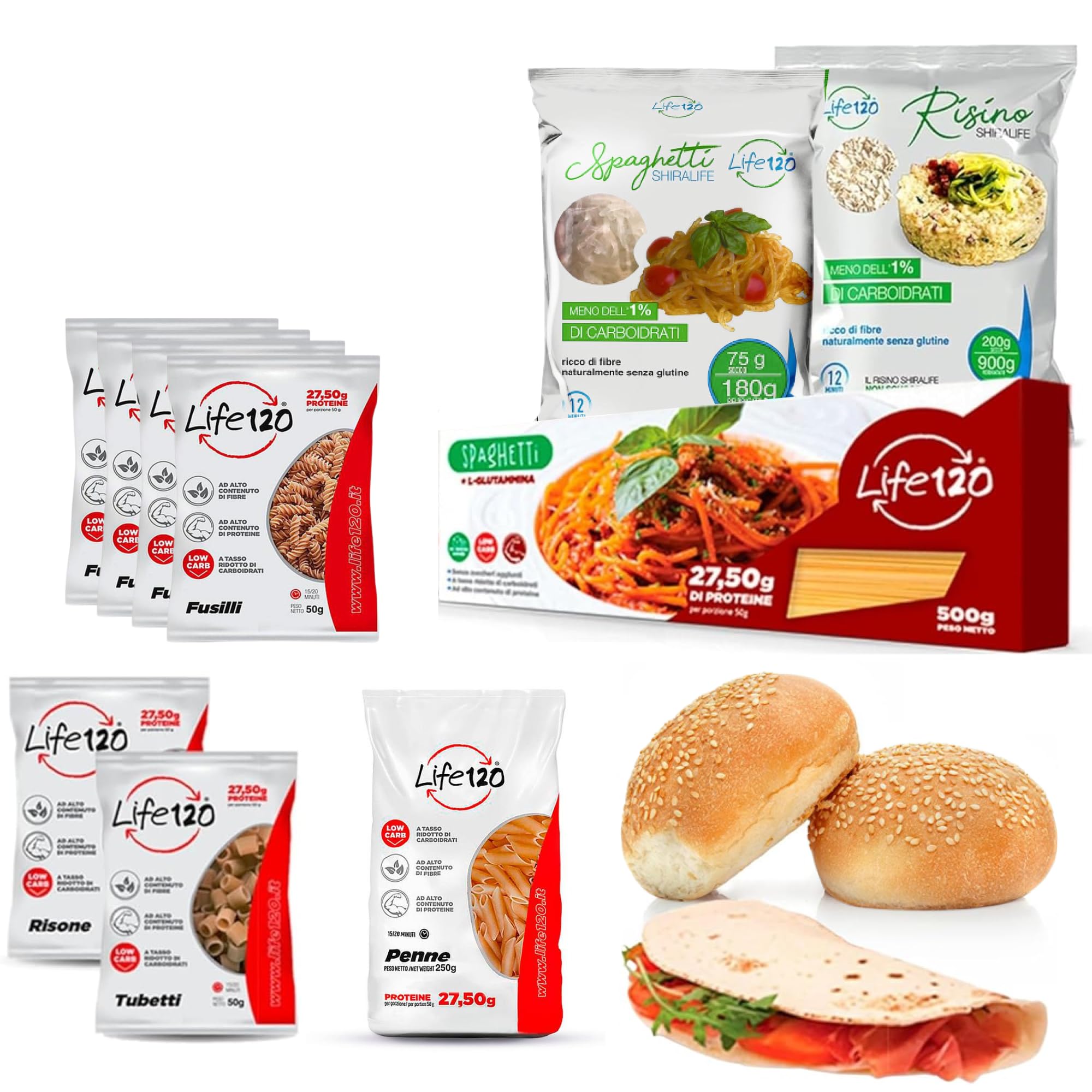 Life 120 - Box Pranzo Low Carb 30 giorni - Kit Pranzo Proteico con Prodotti Keto a tasso ridotto di Carboidrati Ricchi di Fibre e Alto Contenuto di Proteine