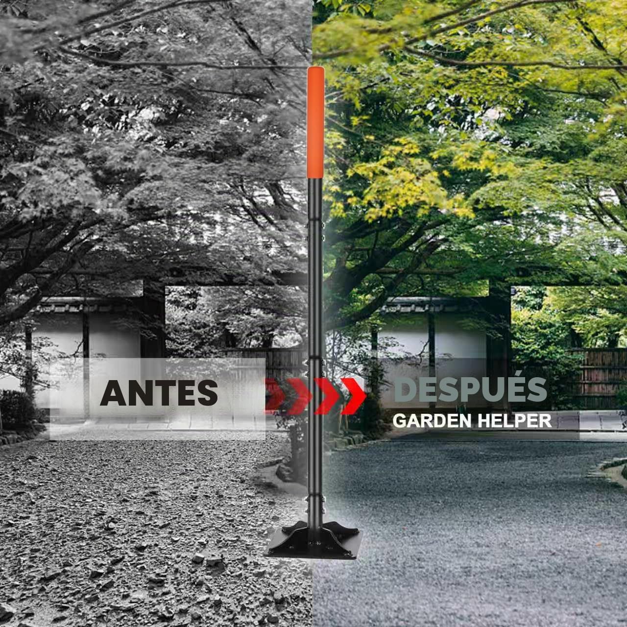 BARAYSTUS Herramienta de Jardinería, Compactador de 112 cm de Acero al Carbono de Alta Resistencia, Compactador Ajustable para Nivelar para Instalar Pavimentos y Reparar Asfalto, 4,5 kg