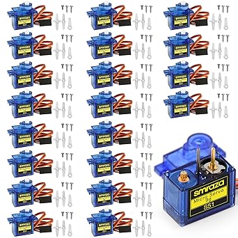 Smraza 20 Pcs SG90 9G Micro Servo Motor Kit Metal Gear for Arduino Projects, RC Robot, Robot Arm, Helicopter, Airplane, Car and Boat Control, Mini Servo Applications