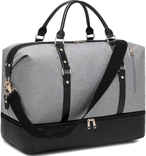 Bolsas de fin de semana para mujer, bolsa de viaje de gran tamaño para mujer, bolsa de lona de transporte con compartimento para zapatos