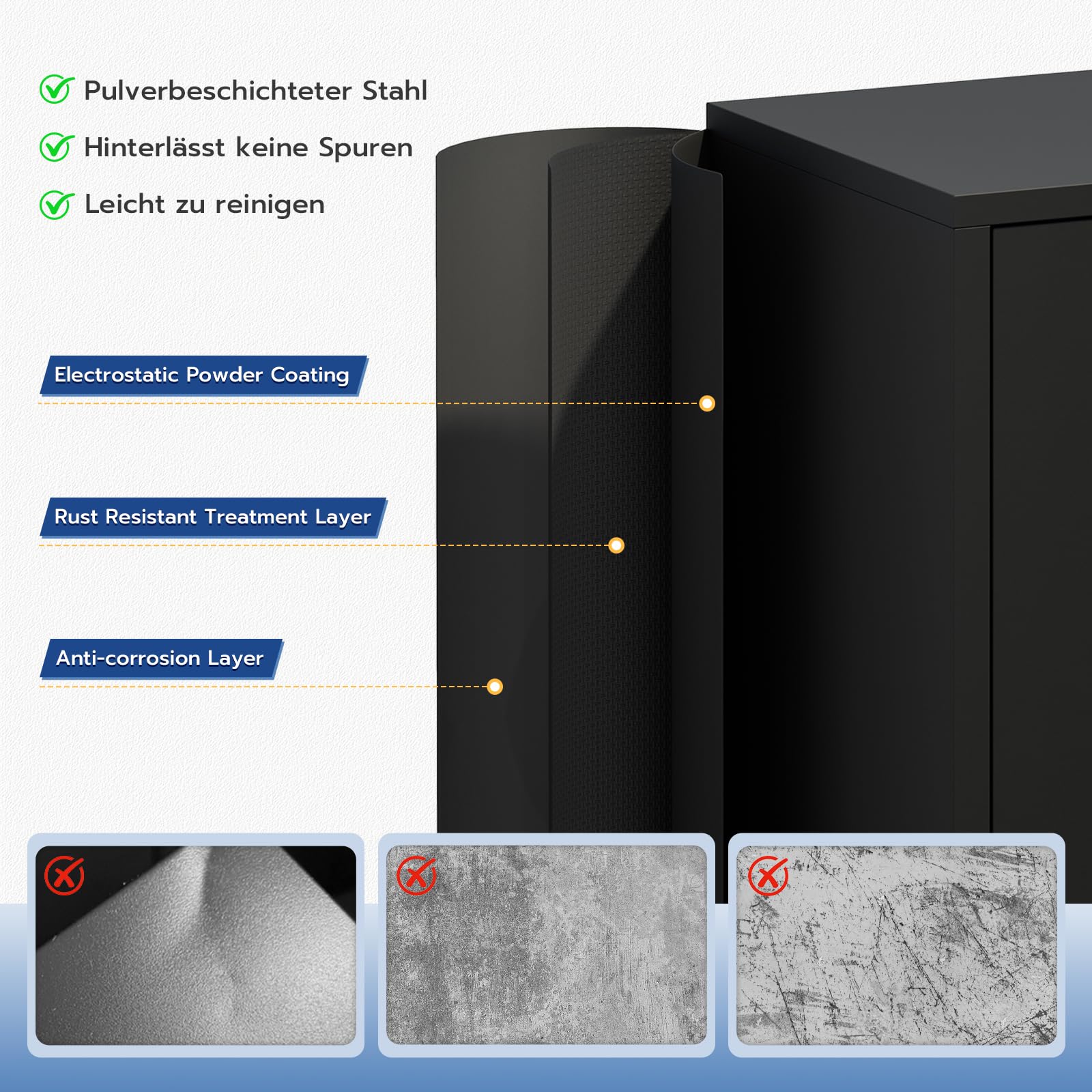 YOUDENOVA Aktenschrank, 90 x 90 x 40 Metallschrank abschließbar mit 2 Türen, Mehrzweckschrank mit 3 Ebenen, verstellbare Ablagen, Werkzeugschrank für Büros, Ateliers und Garagen, Schwarz