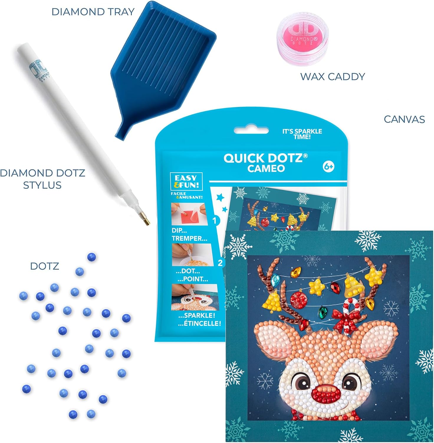 DIAMOND DOTZ Reindeer Diamond Painting Kits for Kids - Diamond Art Kits a Relaxing Creative Craft Kit with Dotz Gems 5.1"x5.1"