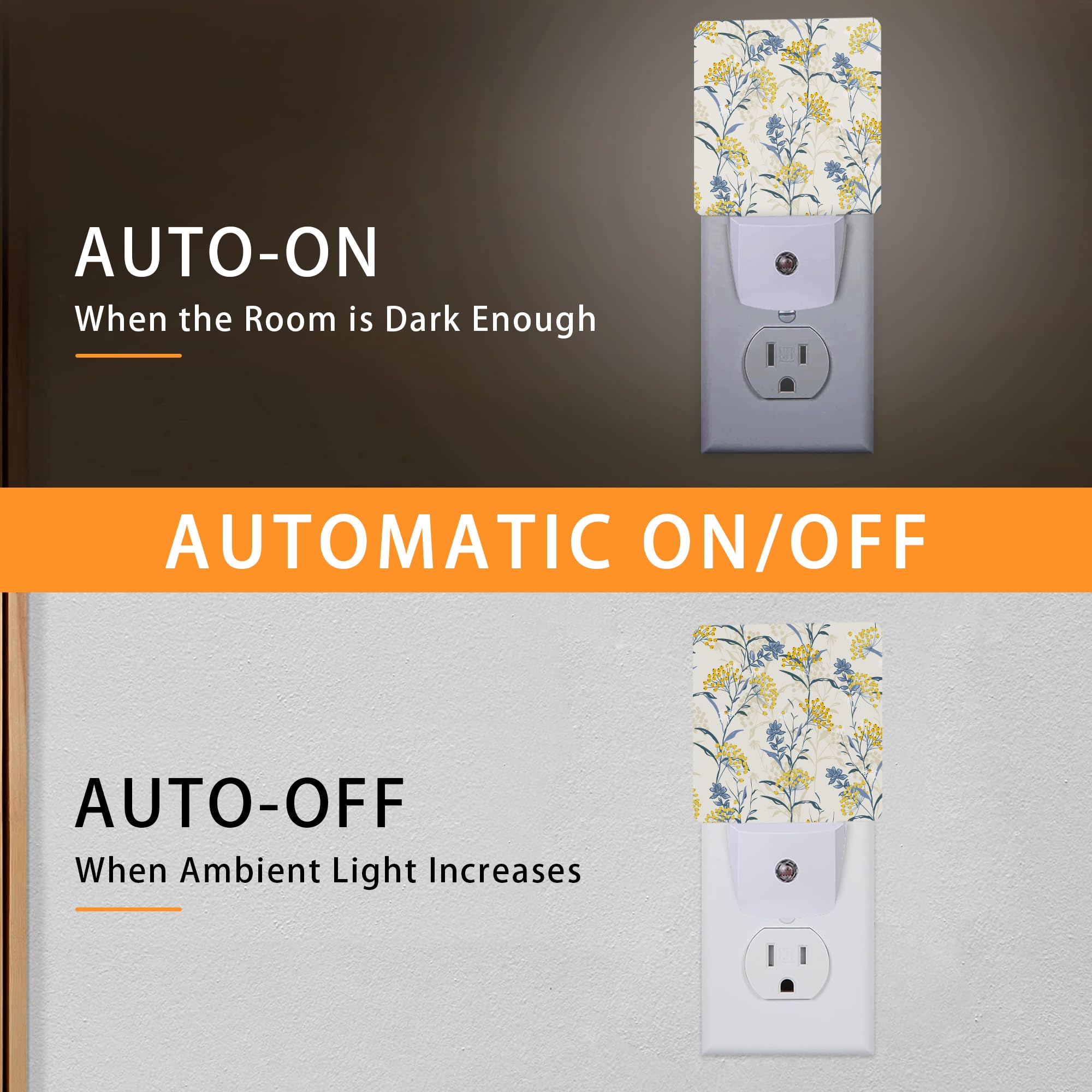 Vintage Flower Beige Night Light Night Lights Plug into Wall with Dusk to Dawn Sensor Lamp for Bedroom — view 3