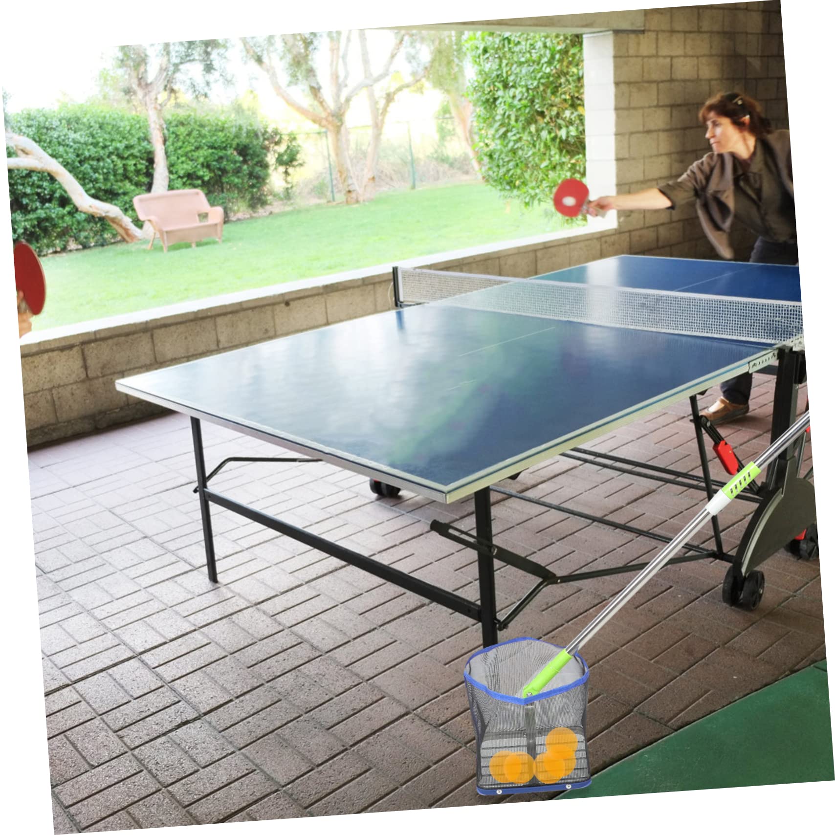 VANZACK Recolector de Pelotas de Tenis de Mesa Red con Mango Largo de Acero Inoxidable