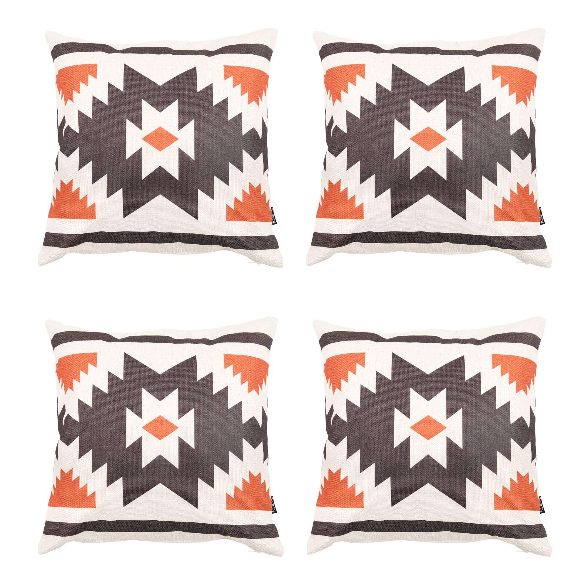 Icon Terracotta Aztec Indoor Outdoor Cushions Filled, Boho Collection, Aztec Terracotta, Set Of 4, 43Cm X 43Cm, Water Resistant, Orange Outdoor Cushions For Garden Furniture, Garden, Patio 443Cm