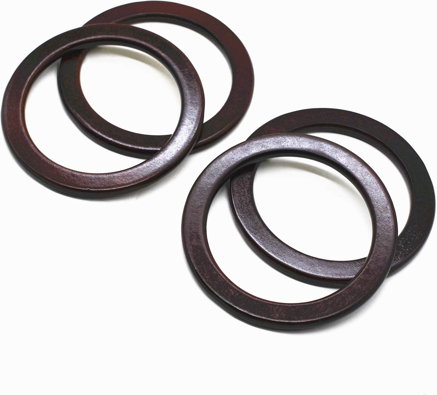 Model Worker 4PCS Wooden Round Shaped Handles Replacement for Handmade Bag Handbags Purse Handles (Dark Brown)