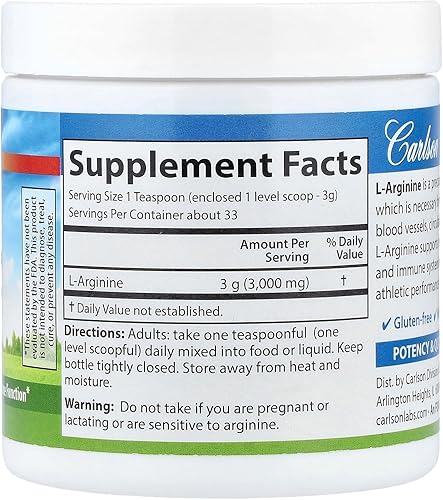 Miniatura 2 de Carlson Labs L-Arginina en polvo, 3.53 oz