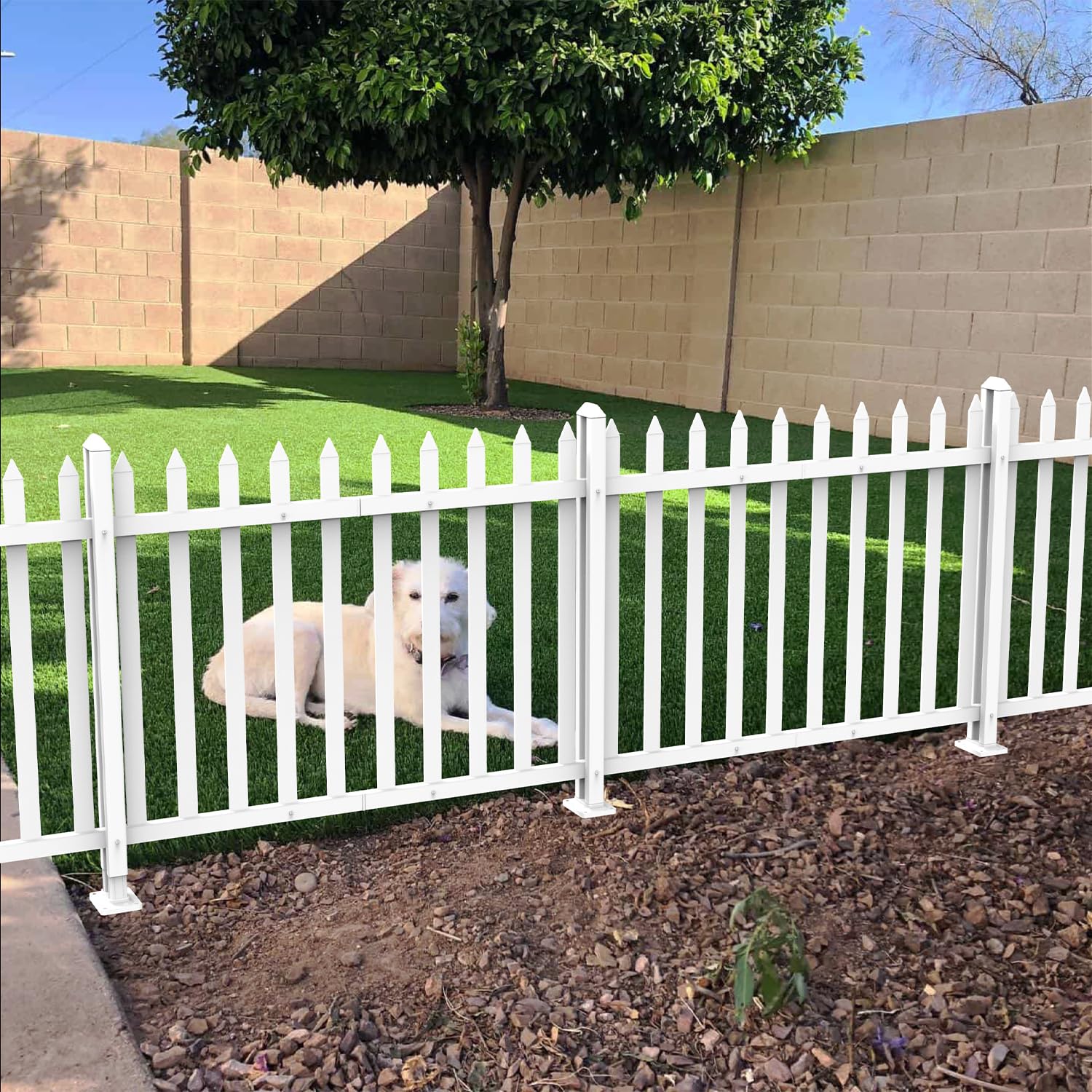 ECOOPTS 36" H x 84" W Vinyl Picket Fence Panels White Decorative Fence for Garden Patio Yard Pool Walkways (20 Pickets, Straight)