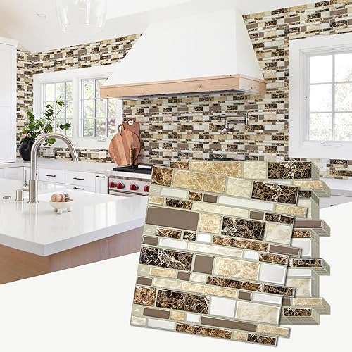 Miniatura 7 de STICKGOO Azulejos de pared de 10 hojas con aspecto de mármol, azulejos autoadhesivos de primera calidad de 12 x 12 pulgadas, para cocina, para