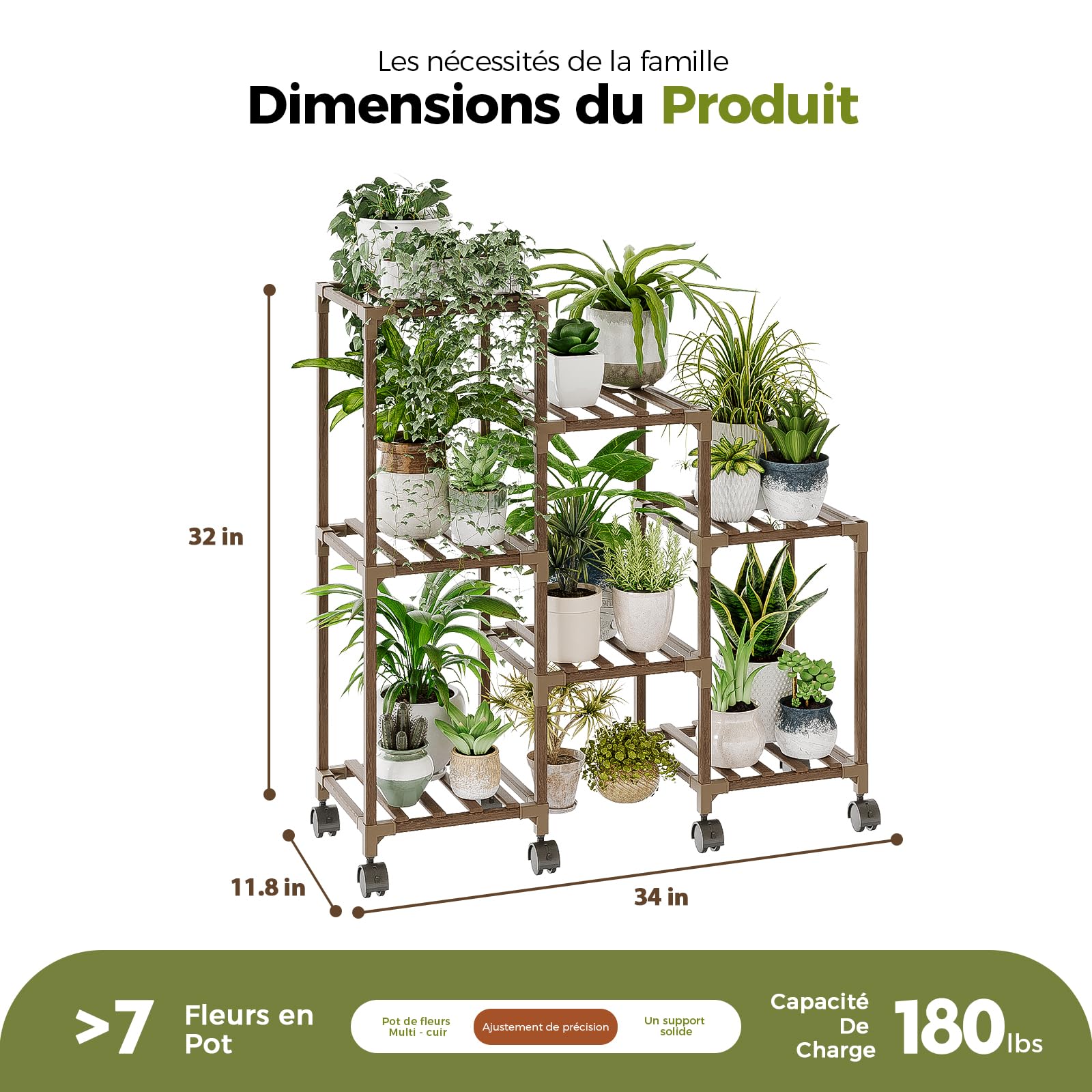 étagère Plante Bamworld Support Plantes Intérieur En Bois D'Angle, Porte Plante Intérieur Et Étagère Plante Pour 7 Pots, Supports De Pots De Fleurs Extérieur Pour Salon, Patio, Balcon, Et Décoration De Jardin