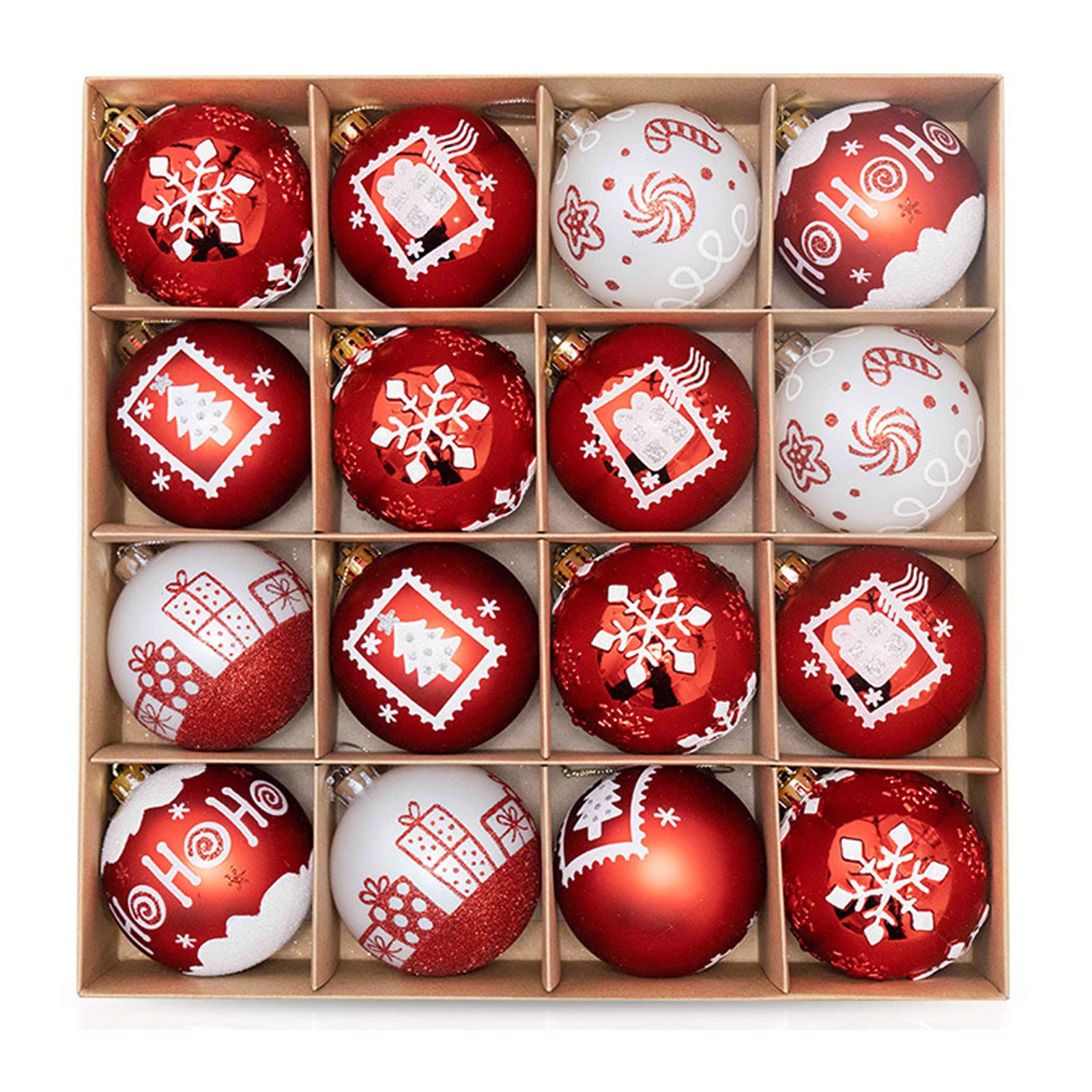 Adornos de Bolas de Navidad de 16 Quilates, 80mm/2,15 Pulgadas, Colgantes Colgantes de árbol de Navidad de plástico inastillable para decoración de Festivales