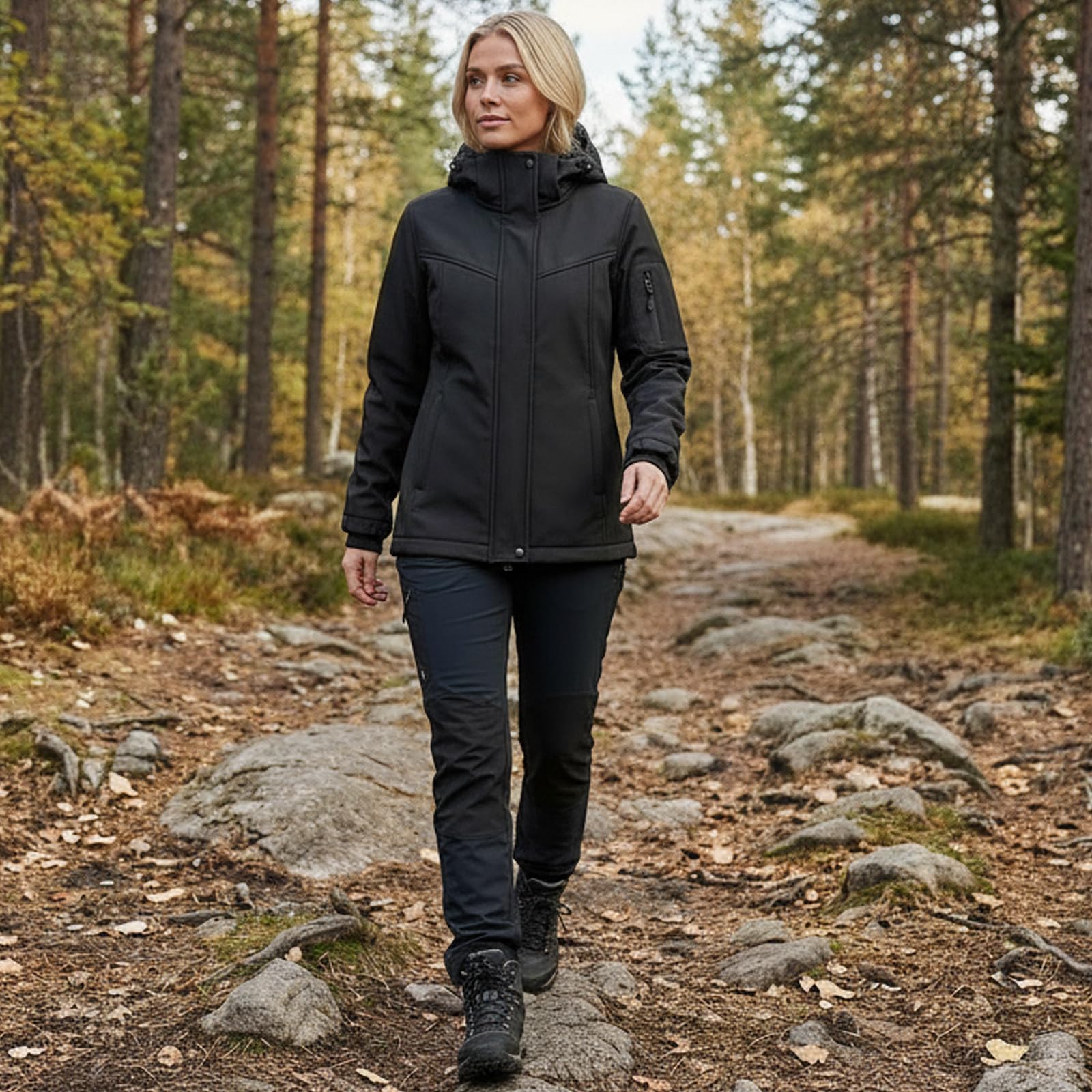 Vestes imperméables femmes Imperméable à capuche Veste softshell Manteau fonctionnel décontracté pour l'extérieur