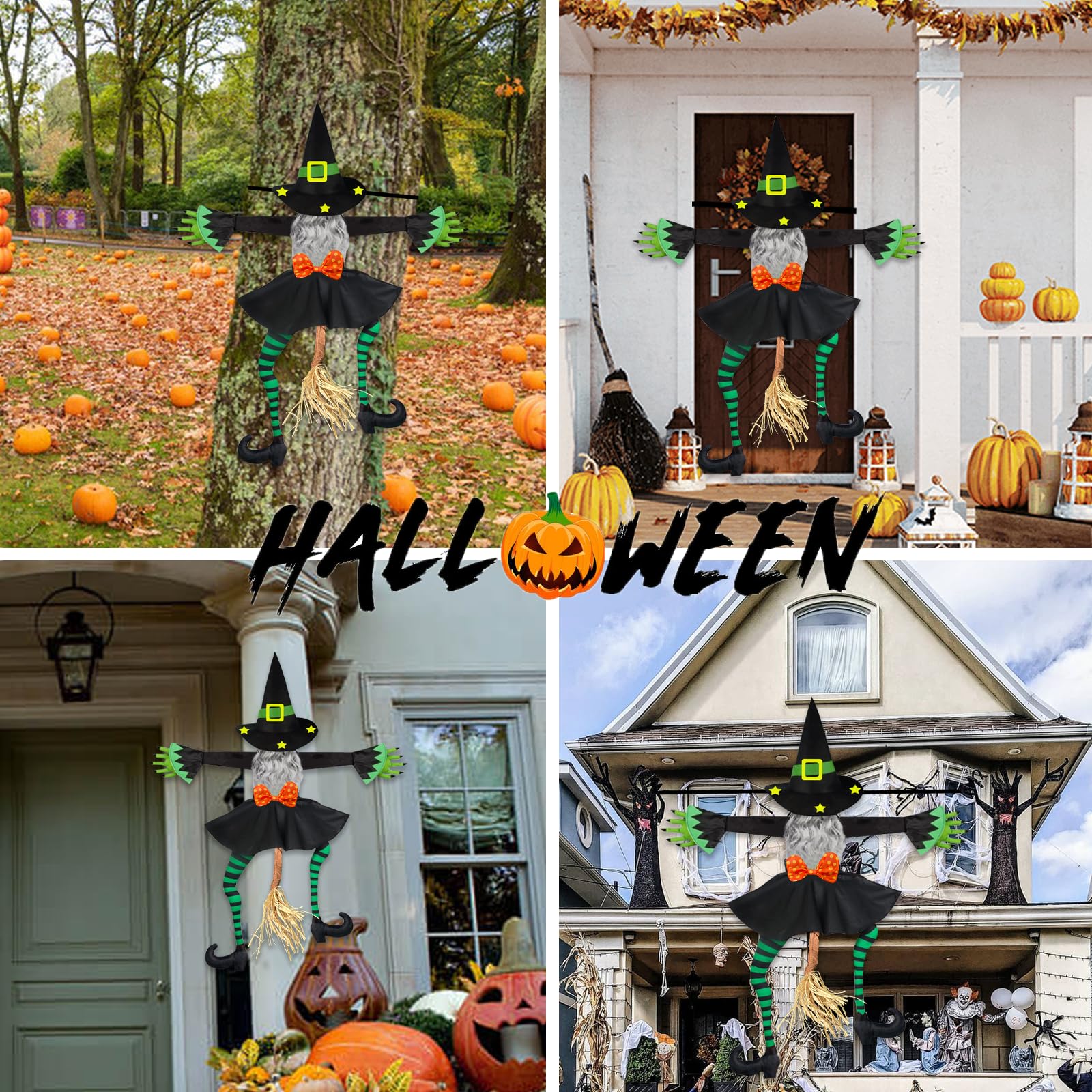 Halloween Decorazioni Crashing Witch Into Tree - 110cm H Strega che si schianta sull'albero Addobbi Halloween Esterno per cortile patio portico albero Decorazione