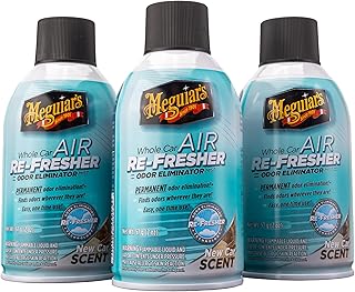 Meguiar's - Aromatizante en aerosol para automóvil, elimina los olores fuertes del vehículo, aroma a auto nuevo, 3 atomizadores con 2 onzas