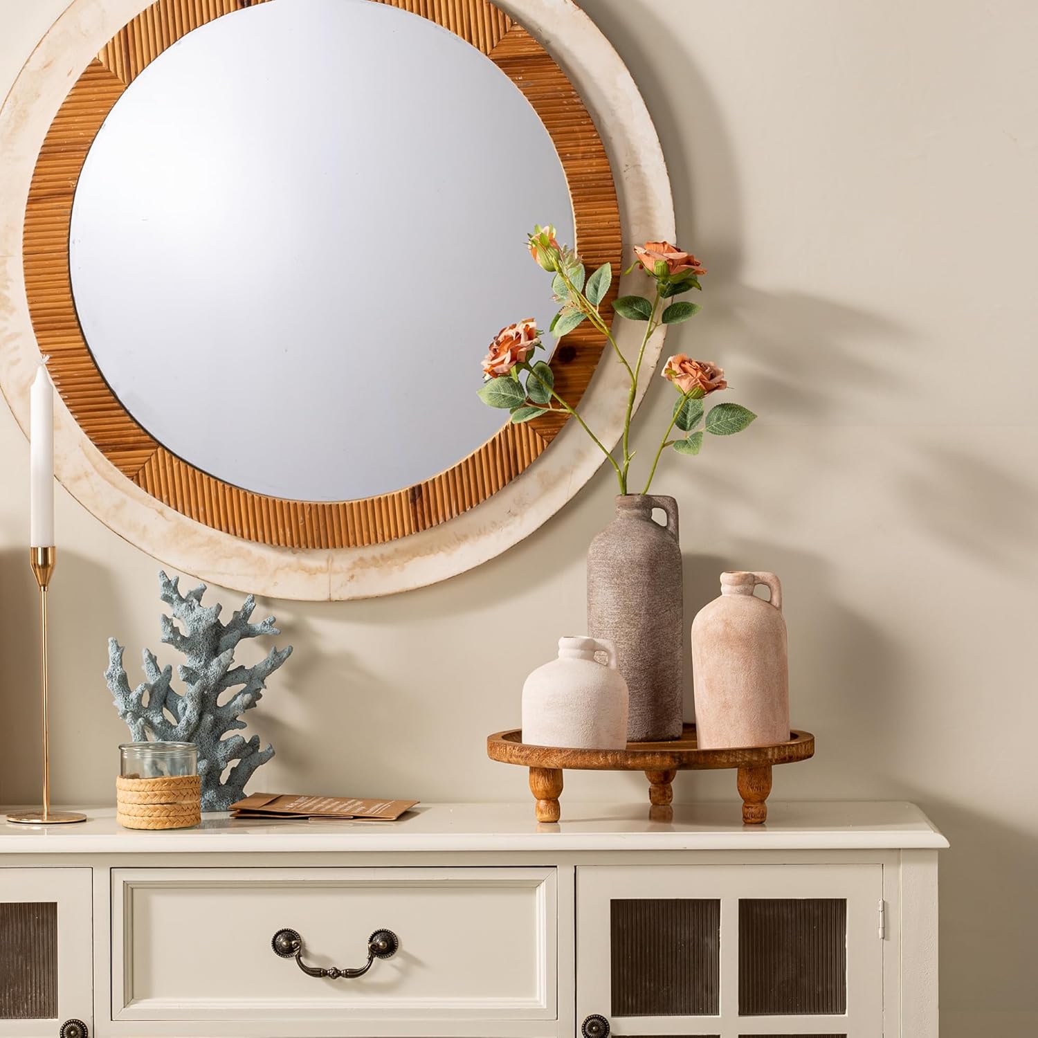 Ceramic Vase Home Table Decor - Flower Vase Set of 3 Living Room Kitchen Decorations Farmhouse Modern Rustic Vases Decorative Centerpiece for Shelf Bedroom Office Bathroom Dining Coffee Desk - Image 9