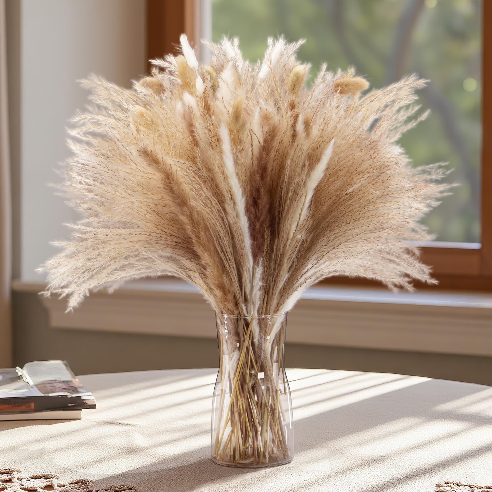 120 Peças Pampas Secas Decoracion, Flores Secas Decoracion 43 cm Ramo Flores Secas Naturales para Decoracion Hogar Boho y Decoracion Mesa Comedor