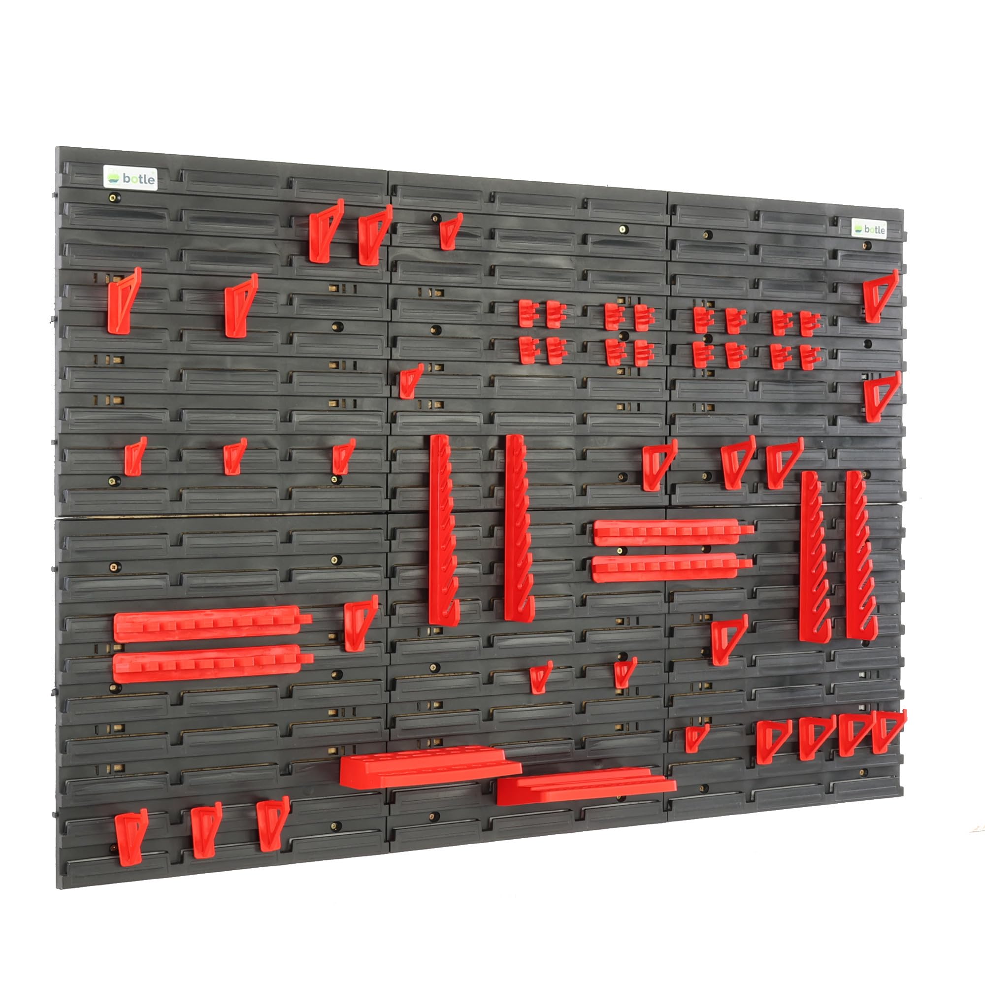 Étagère murale à outils - 116 x 78 cm - 58 pièces - En noir/rouge - En plastique - Système de stockage - Plaques murales extra solides - Extensible