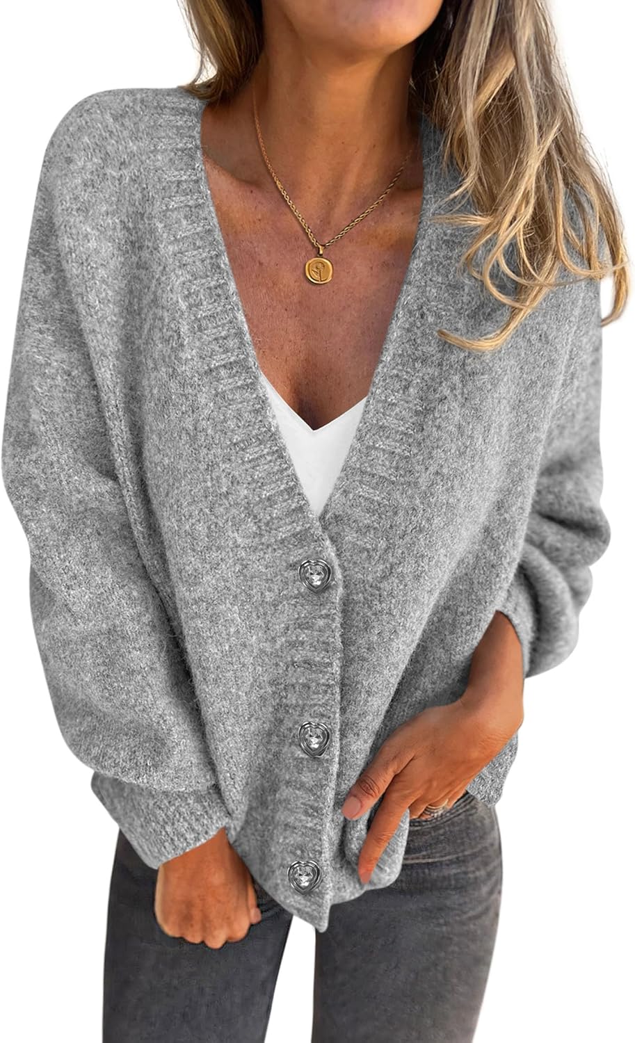 PRETTYGARDEN Cardigan Sweaters for Women Trendy Fall 2026 Long Sleeve Button Down Oversized Chunky Knit Sweater Outerwear