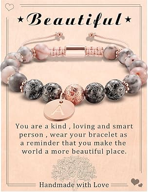 Btysun Initial Bracelets for Women, Graduation Gifts for Daughter Her Teen Girls Gifts Trendy Stuff Stocking Stuffers Letter A-Z Beaded Bracelet Sister Mom Birthday Gift Female Christmas Jewelry