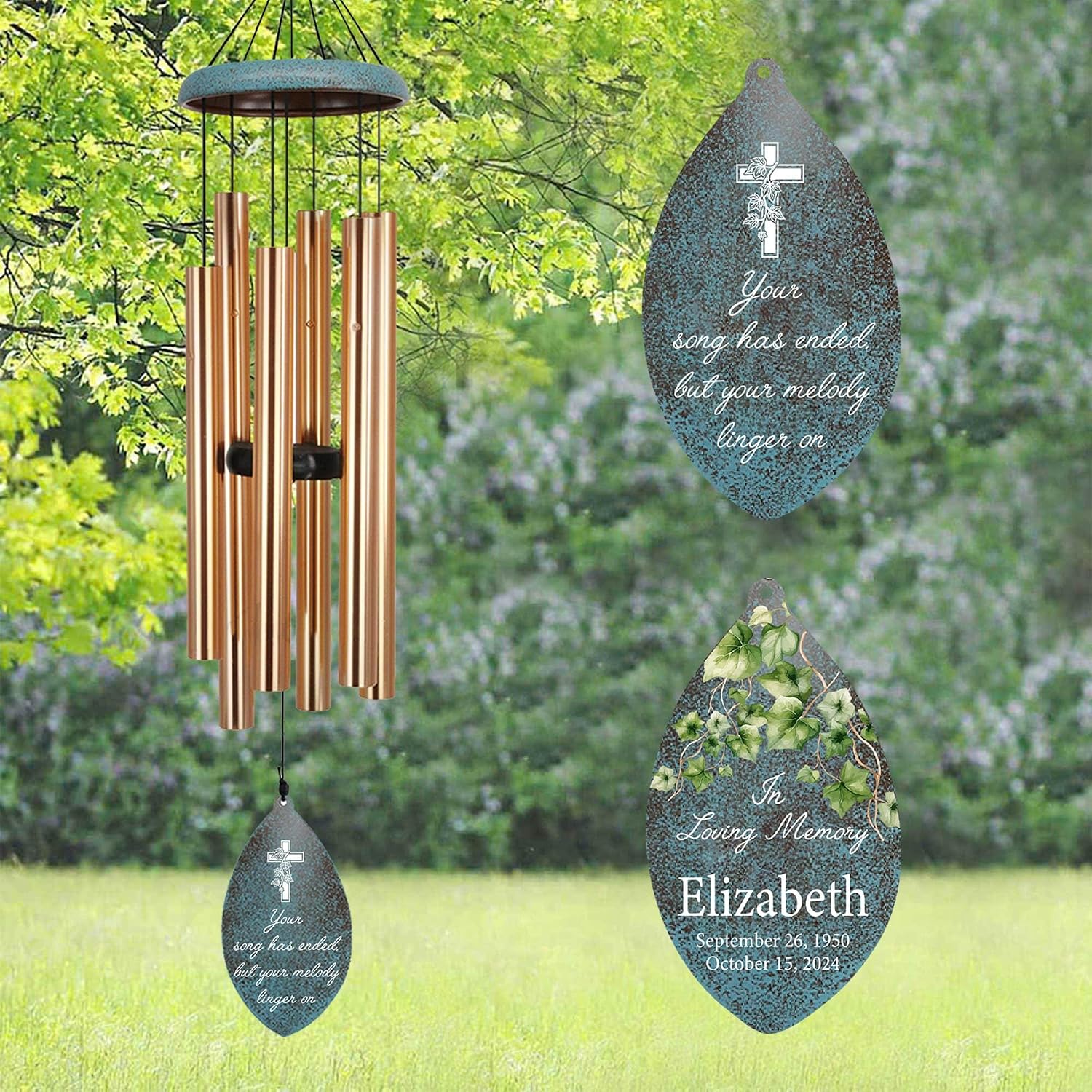 ASTARIN Personalized Memorial Gifts Wind Chimes, Sympathy Customized Wind Chimes in Loving Memory of Dad/Mom, Memorial Gifts for Loss, 35inch Wind Chime Deep Tone for Outdoor, Produced in USA