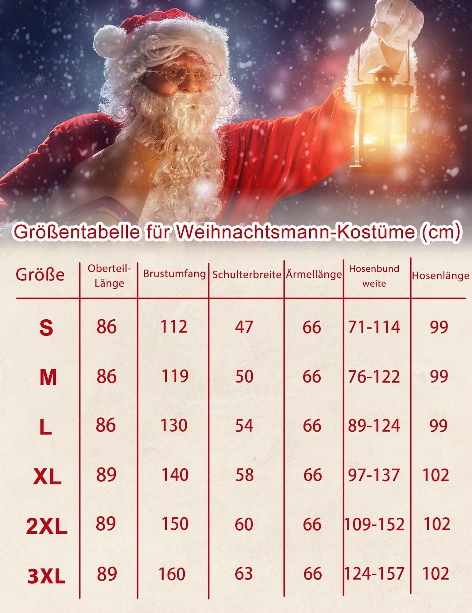 Weihnachtsmann Kostüm für Männer Deluxe Erwachsene Santa Anzug Herren Rot 10 teilig Professionelles Weihnachtsmann Outfit Weihnachten Cosplay Party