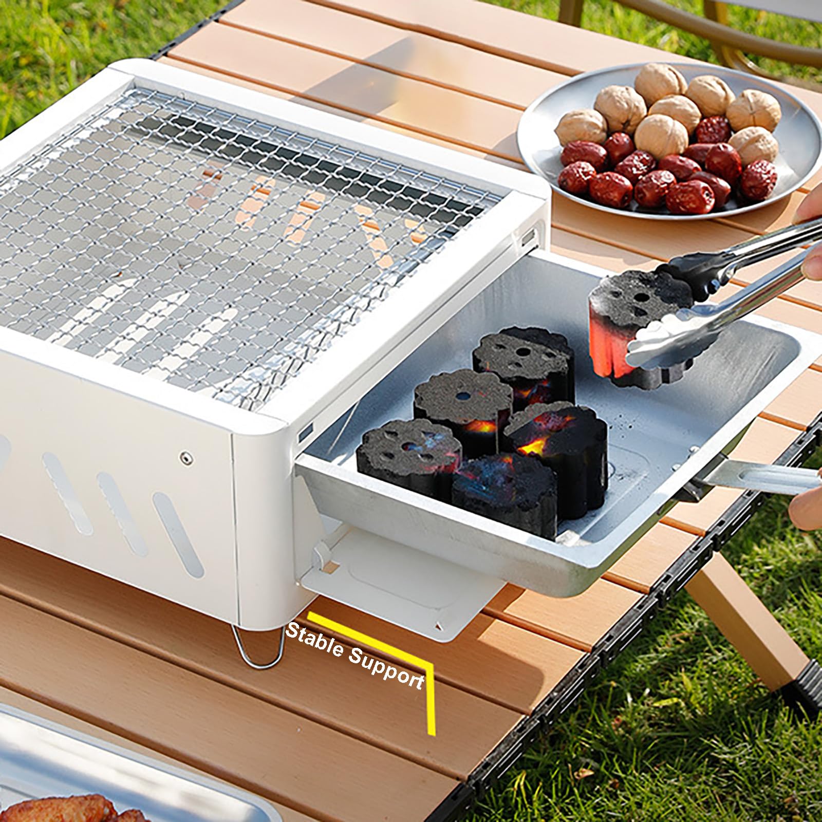 Barbecue portatile a carbone bianco da campeggio Grill da tavolo leggero per feste in casa all'aperto