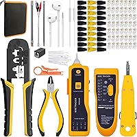 Vista 7 de TAIWAIN Juego de herramientas de crimpado de red RJ45 CAT5 CAT6, cortador de crimpado de pelacables de paso para cable LAN, kit de conector de Rojo