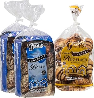 Green's Bakery Babka & Rugelach Value Pack, (2) 24oz Chocolate Babka, (1) 14oz Cinnamon Rugelach, 3 Pack, Fresh and Delicious, OK Certified Kosher and Pareve, Dairy Free and Nut Free