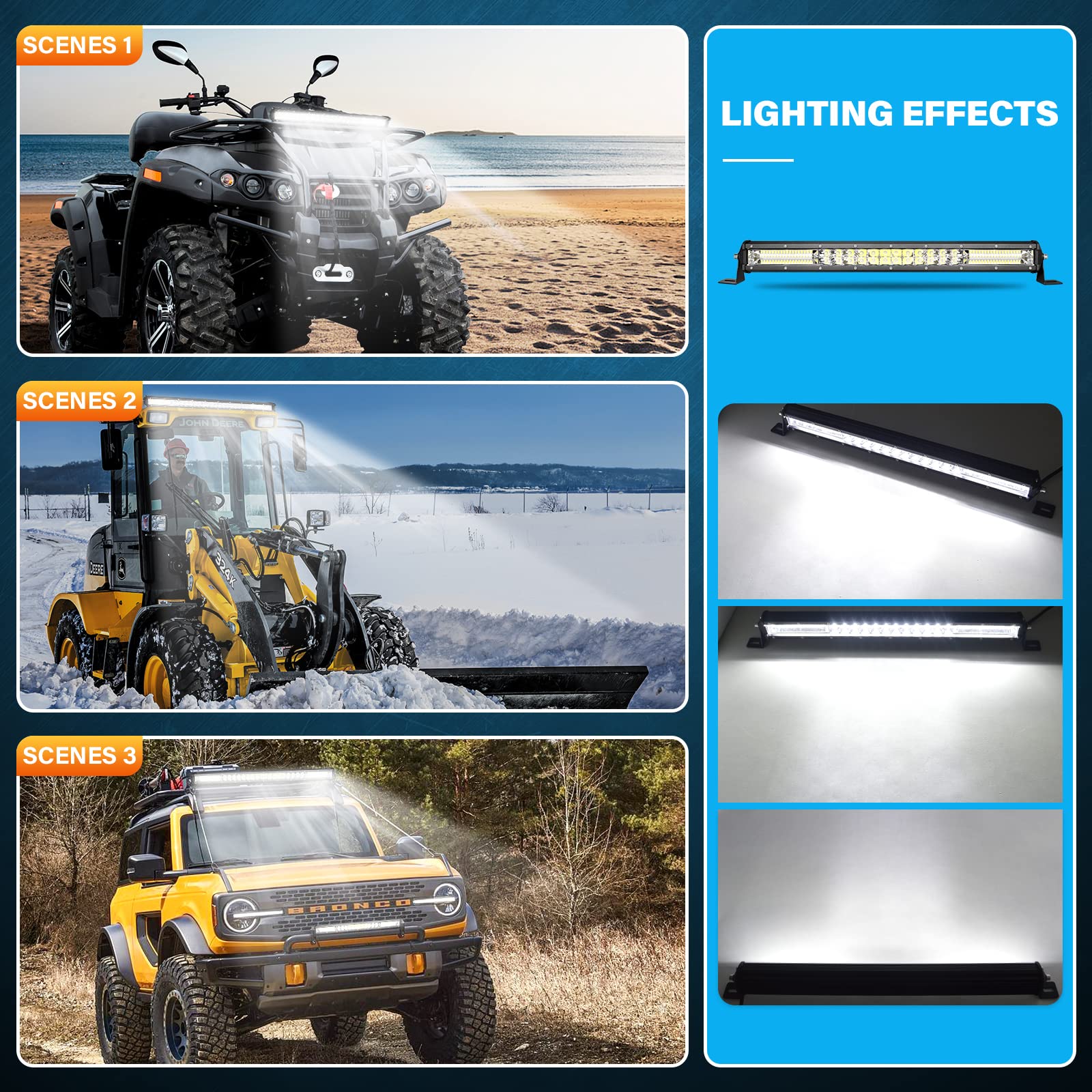RIGIDON 24 Pulgadas 60 cm 216W barra de luz led, 12V 24V barras luminosas led para off road camión coche ATV todoterreno 4x4 vehículos, lámpara de conducción 6000K, Impermeable, Flood Spot Combo