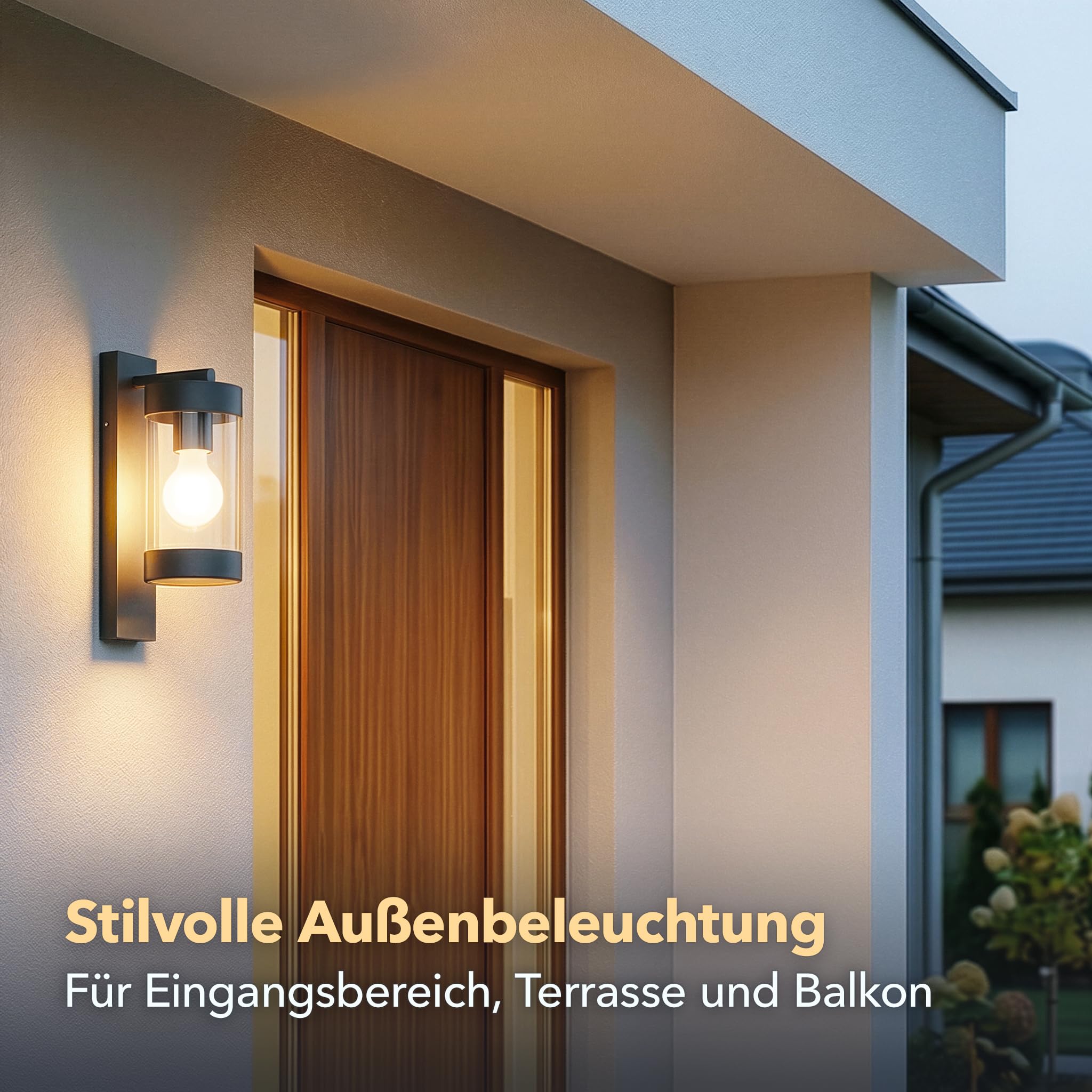 ledscom.de 4x Außenwandleuchte LAIFA anthrazit matt, Glas/Edelstahl, E27 Fassung (max. 40 W), ohne Leuchtmittel