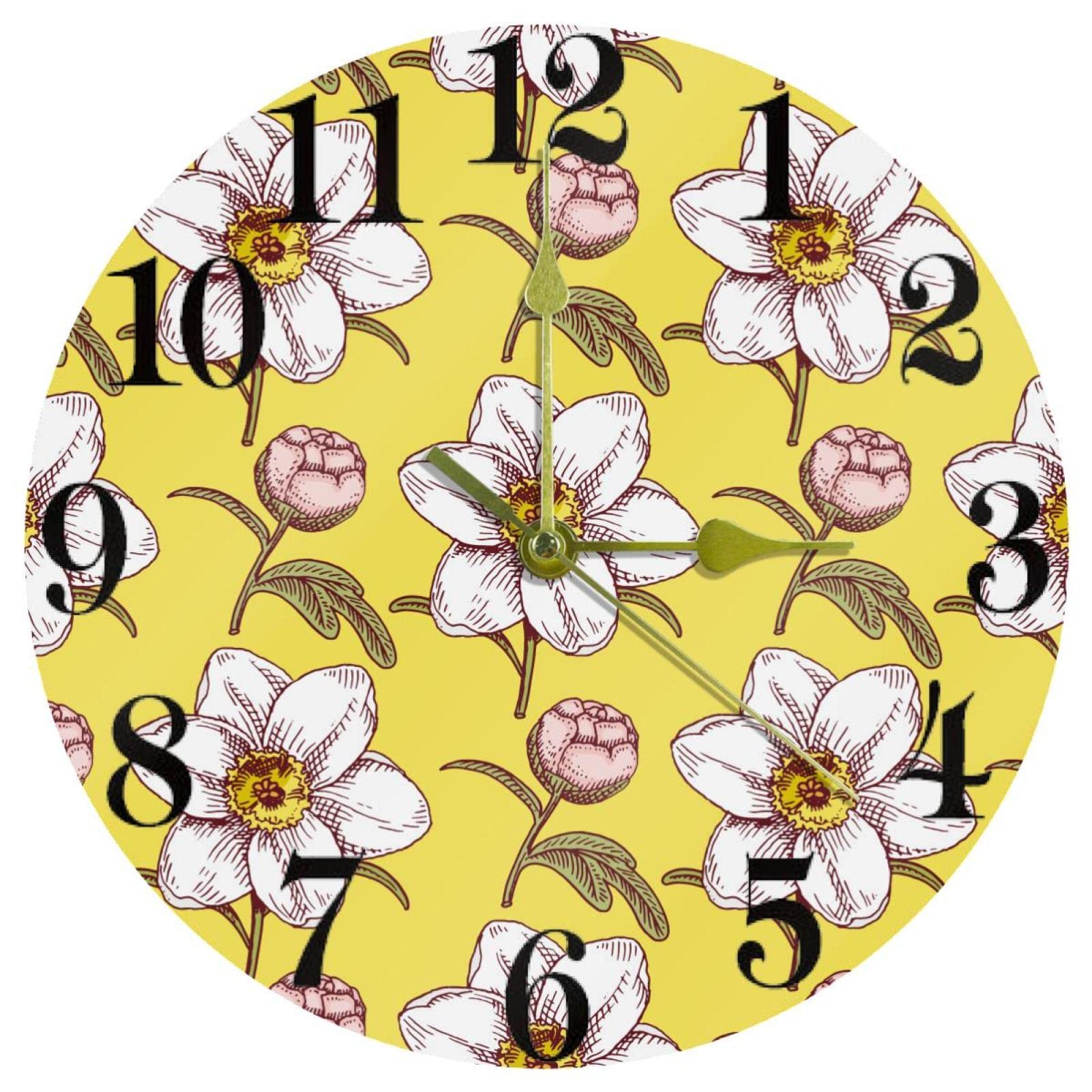 Horloge murale jaune silencieuse sans tic-tac pour retrouver le sommeil au bureau