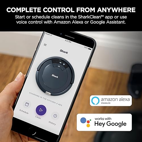 Miniatura 5 de Shark RV765 ION Aspiradora robótica, conexión Wi-Fi, tiempo de funcionamiento de 120 minutos, compatible con Alexa, limpieza multisuperficie, azul