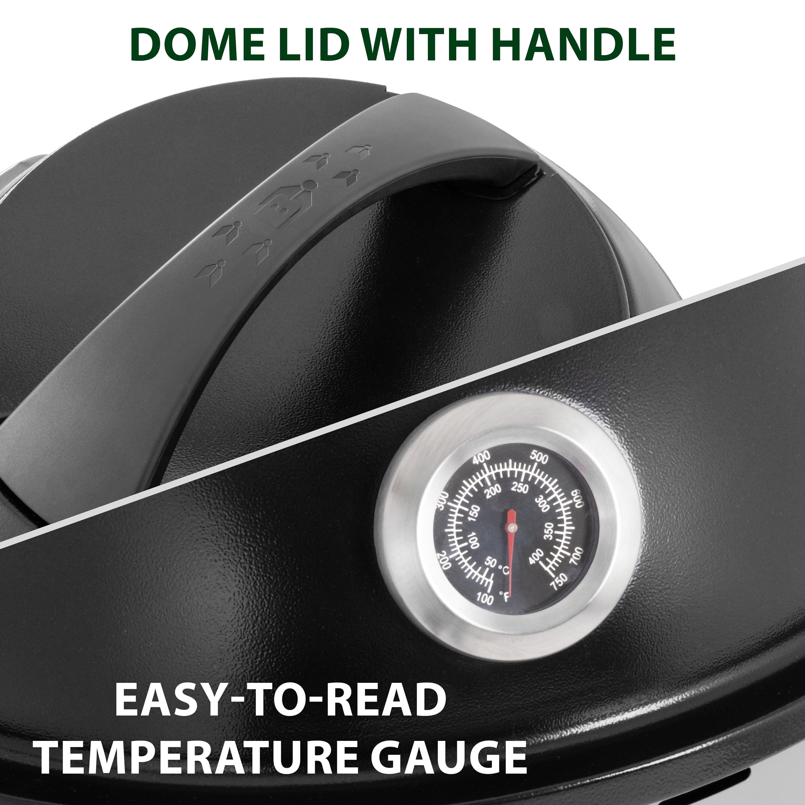 BRUNNER Grill Portatile Gas BBQRUISER LT 30mbar, Coperchio con Termometro - Accensione Piezoelettrica - Piastra Reversibile Ideale per BBQ, Carne, Pesce e Verdure