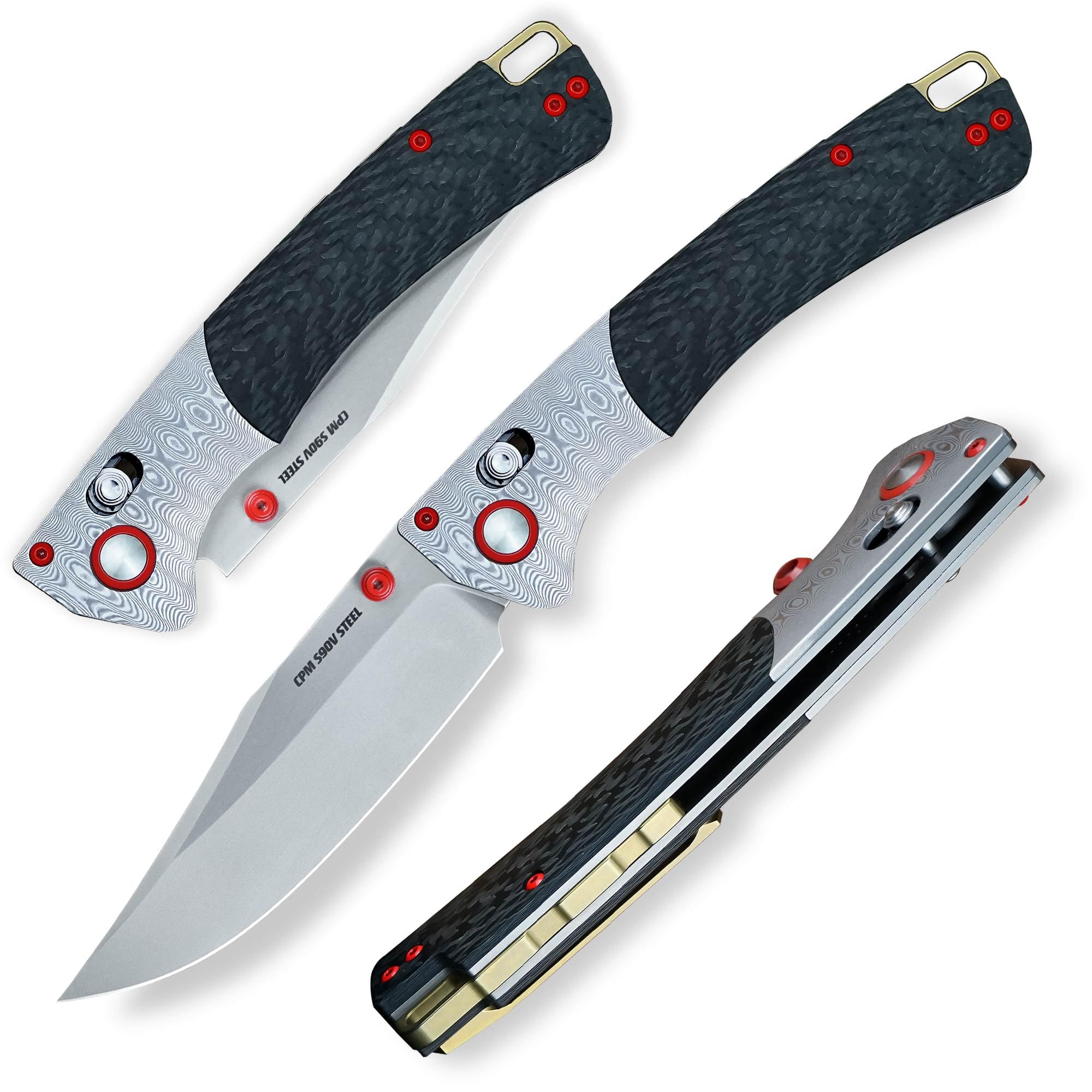 DELLINGER Klappmesser Indian Carbon Edition S90V stonewashed - Karbongriff