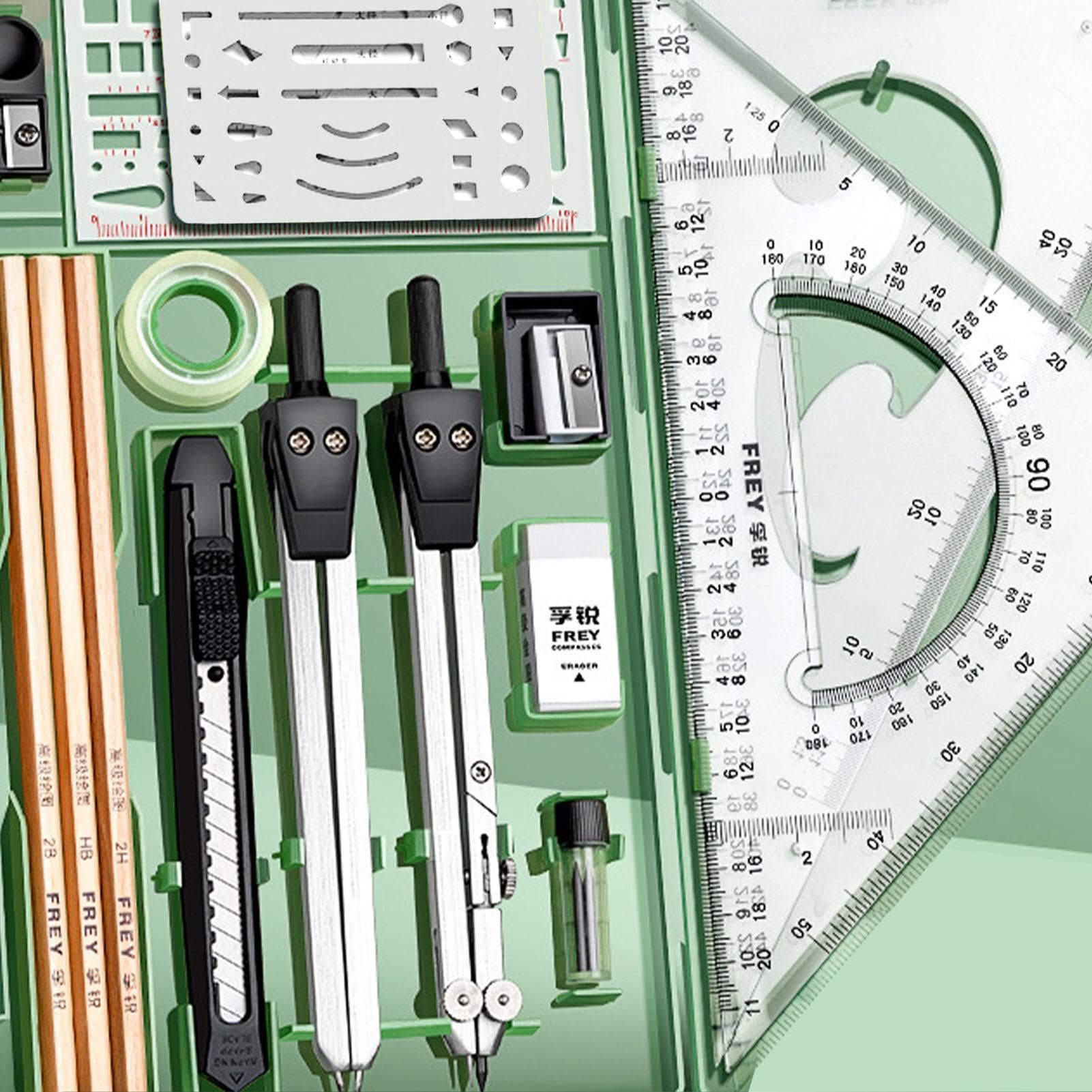 Set Compassi Geometrici Compasso Goniometro Righello Strumenti da Disegno