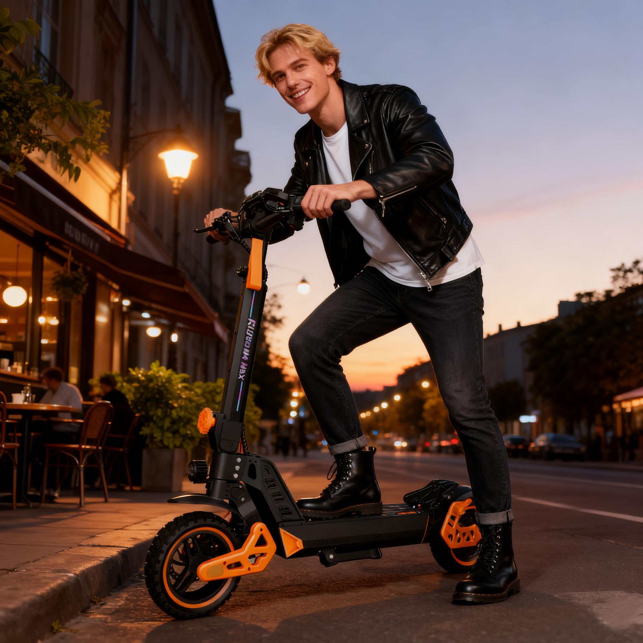 M4 Max Trottinette Électrique, Autonomie Max 55KM, Batterie 48V 15.6Ah, Pneus Tout-Terrain 10 Pouces, 3 Mode de Vitesse, Affichage Intelligent, Facile à Plier