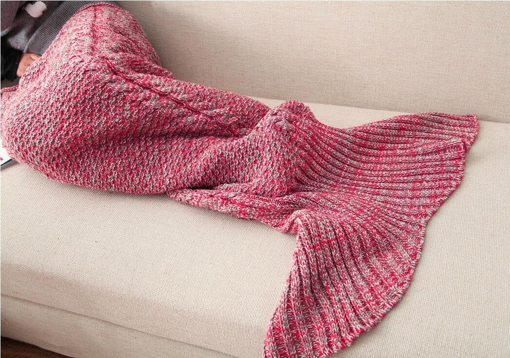 CASOFU Red Mermaid Tail Blanket,Adult Thick Mermaid Tail Blanket Snuggle Mermaid